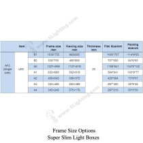 Super Slim Light Boxes Single Side Aluminous - Frame Size Options