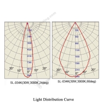 Adjustable Beam Track Light 5L-034K - Light Distribution Curve