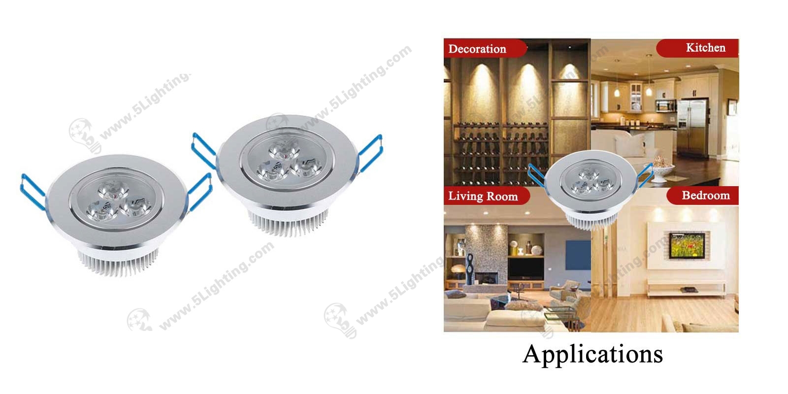 led recessed down lighting 9w
