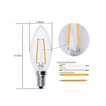Dimmable Filament LED Candle 2w - b10 - Dimensions