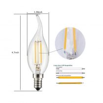 Dimmable Filament LED Candle 2w ca10 - Dimensions