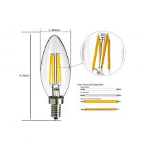 Dimmable Filament LED Candle - 4w - b10 - applications - Dimensions