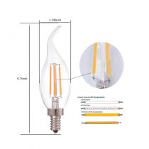 Dimmable Filament LED Candle - 4w - ca10 - dimensions