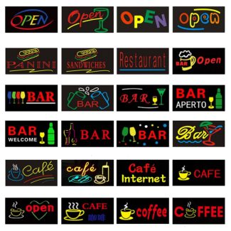 custom pattern signs, pattern open signage, welcome sign