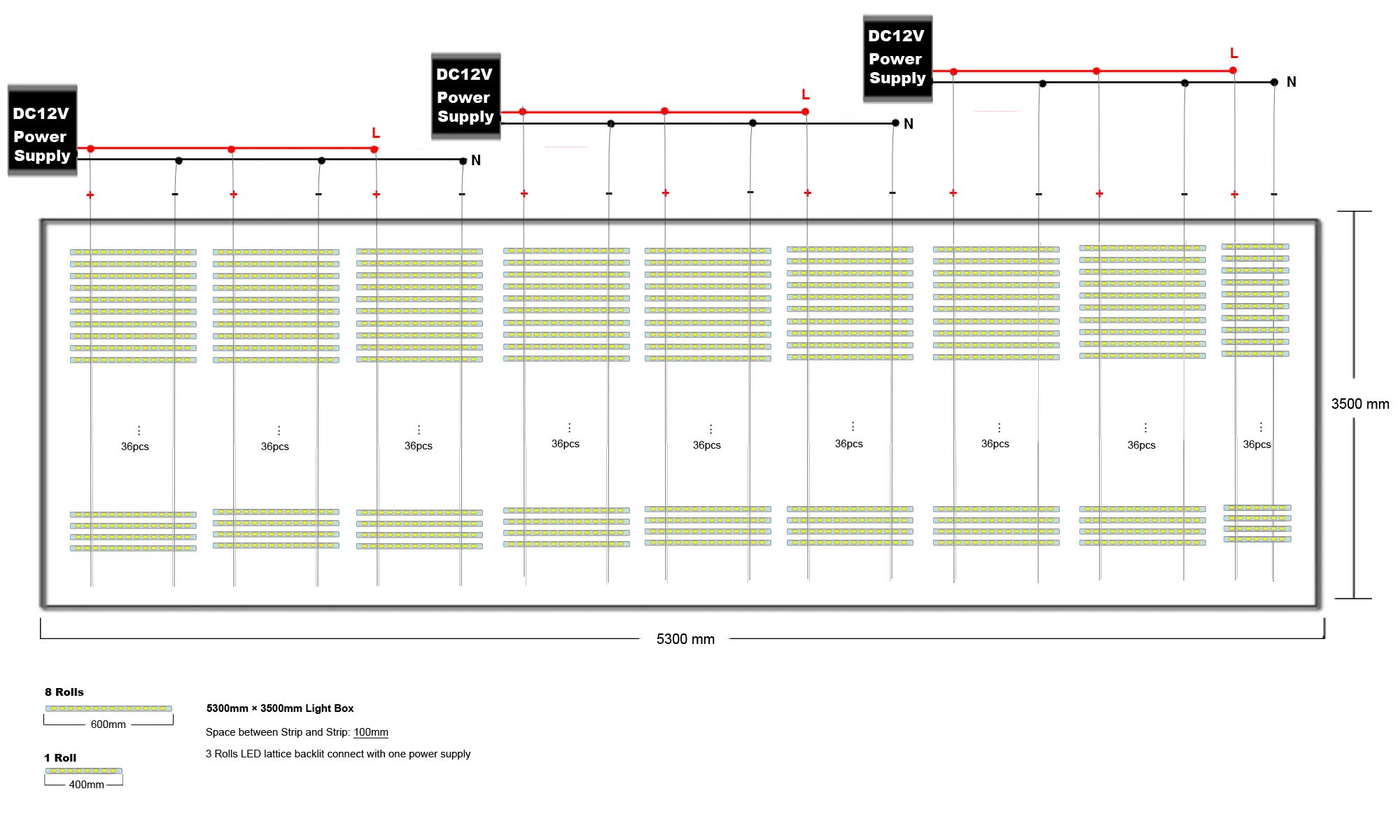 led curtain back lighting array details