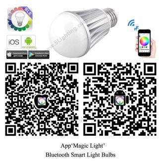 Bluetooth Smart Light Bulbs RGBW - 7W - A - App - QR