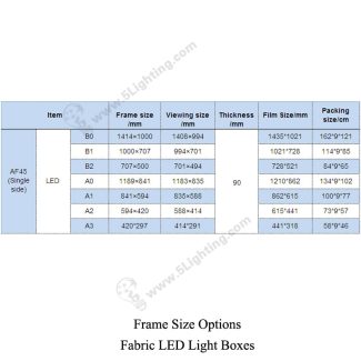 Fabric Light Boxes Single Side - Frame Size Options