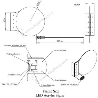 LED Acrylic Signs Waterproof - Size