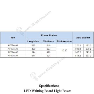 LED Writting Board Light Boxes RGB - Frame Size