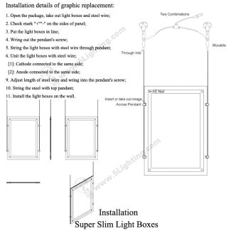 Super Slim Light Boxes Double Sides Crystal Frame - Installation