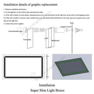 Super Slim Light Boxes Single Side Crystal Frame - Installation