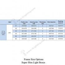 Super Slim Light Boxes Single Side Crystal Frame - Size Option