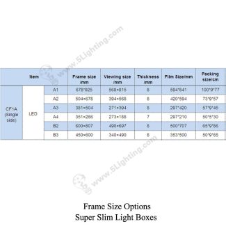 Super Slim Light Boxes Single Side Crystal Frame - Size Option