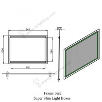 Super Slim Light Boxes Single Side Crystal Frame - Size