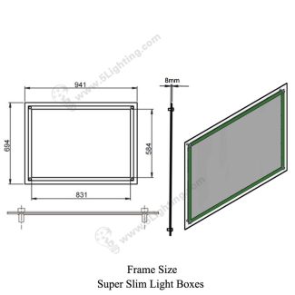 Super Slim Light Boxes Single Side Crystal Frame - Size