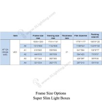 Super Slim Light Boxes Single Side New Magnetic type - Size option