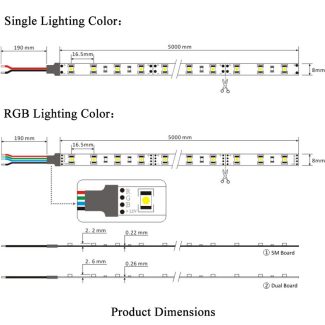 LED Strip Lights SMD 3528 1200LEDs - Product Dimensions