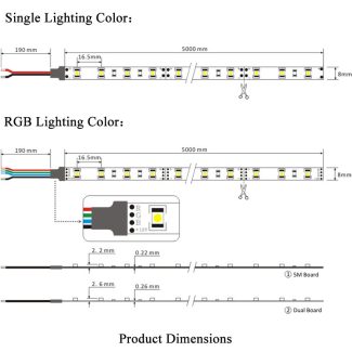 LED Strip Lights SMD 3528 600LEDs - Product Dimensions