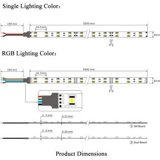 LED Strip Lights SMD 5050 150LEDs - Product Dimensions