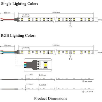 LED Strip Lights SMD 5050 360LEDs - Product Dimensions