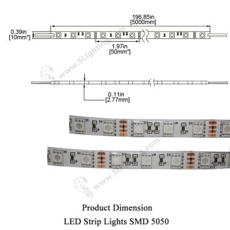 SMD 5050 Multi Color LED Strip - Product Dimension