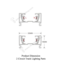 2 Circuit Track Lighting Parts - Product Dimension