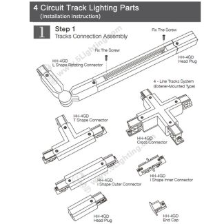 4 Circuit Track Lighting Parts - Installation Instruction - 1