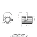 Adjustable Beam Track Light 5L-018K - Product Dimension