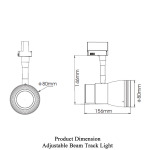 Adjustable Beam Track Light 5L-025K - Product Dimension