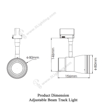 Adjustable Beam Track Light 5L-025K - Product Dimension