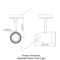 Adjustable Beam Track Light 5L-033K - Product Dimension