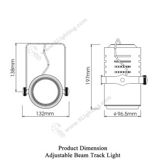 Adjustable Beam Track Light 5L-034K - Product Dimension