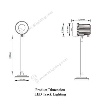 LED Track Lighting 5L-007K - Product Dimension