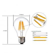 Dimmable Filament LED Globe Bulbs 6w - Dimensions