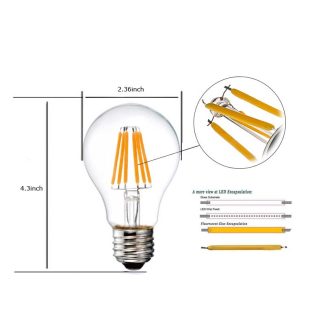 Dimmable Filament LED Globe Bulbs 6w - Dimensions