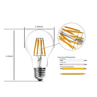 Dimmable Filament LED Globe Bulbs 8w - Dimensions