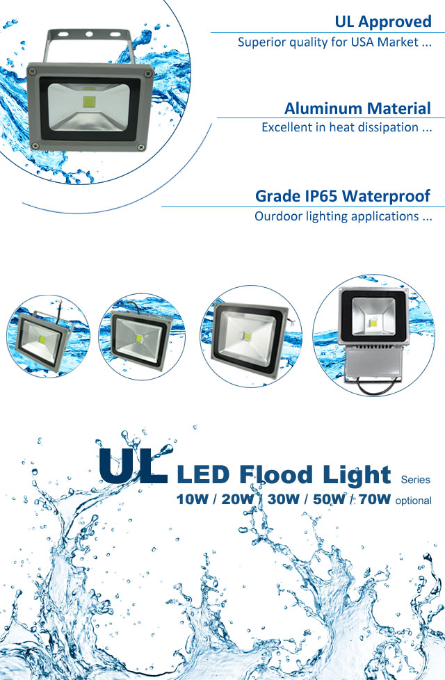 ul led flood light waterproof outdoor lighting