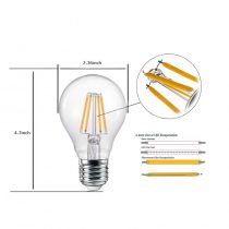Dimmable Filament LED Globe Bulbs 4w - Dimensions