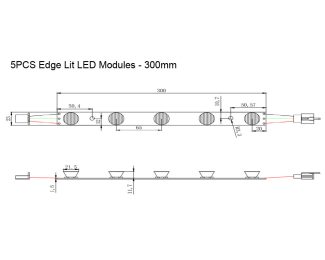 Edge Lit LED Modules - 300mm - dimension