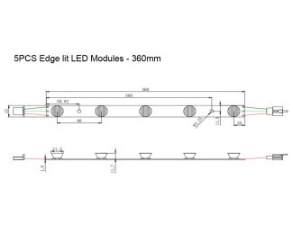 Edge Lit LED Modules - 360mm - dimension