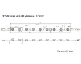Edge Lit LED Modules - 470mm - dimension