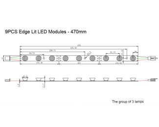 Edge Lit LED Modules - 470mm - dimension