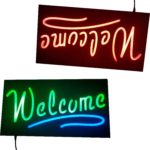 custom led neon open signs, rectangle led neon sign, welcome led neon signage