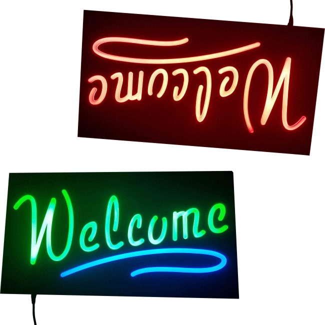custom led neon open signs, rectangle led neon sign, welcome led neon signage custom led neon open signs, rectangle led neon sign, welcome led neon signage