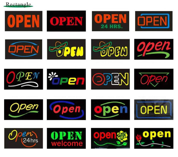 Customized led open signs patterns