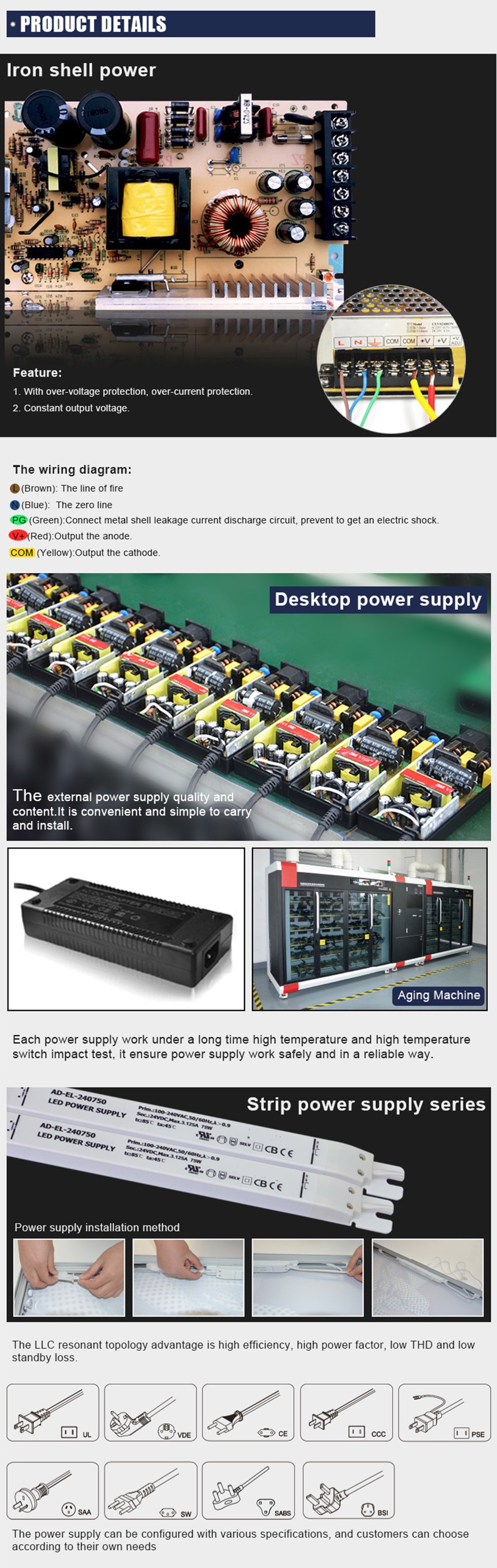 ultra slim fabric light box power supply